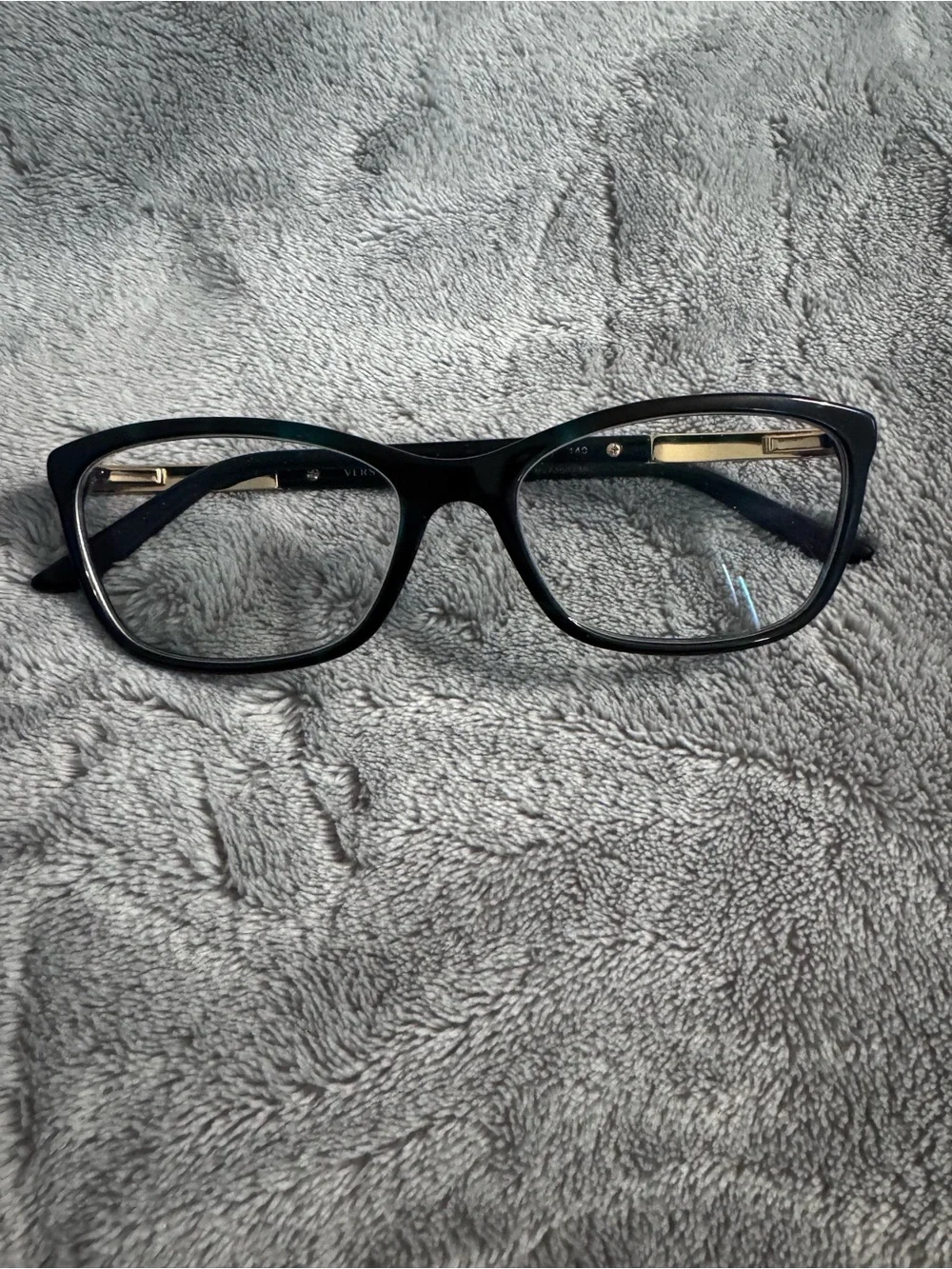 Versace Dark Green Eyeglass Frames with Gold Temples